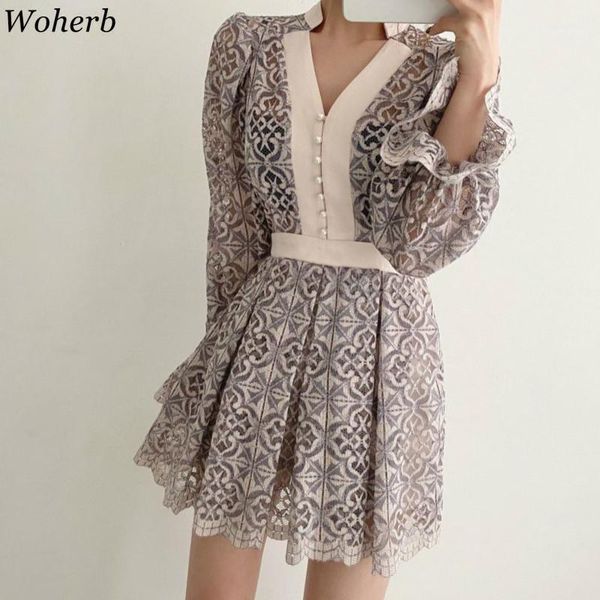 woherb korean temperament women dress vintage lace slim robe dresses for women v-neck puff sleeve mini pleated vestidos1, Black;gray
woherb korean temperament women dress vintage lace slim robe dresses for women v-neck puff sleeve mini pleated vestidos1, Black;gray