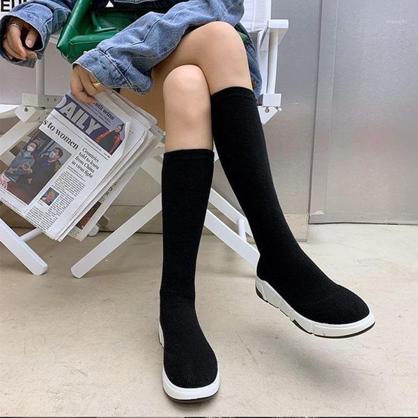 women long sock boots knitted stretch fabric autumn spring ladies over the knee boots slip on female casual girl shoes1, Black
women long sock boots knitted stretch fabric autumn spring ladies over the knee boots slip on female casual girl shoes1, Black