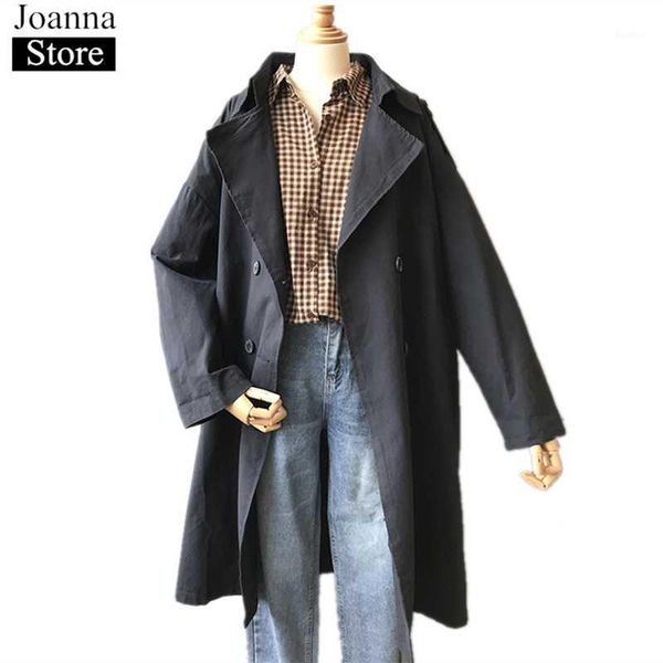 spring new long windbreaker women lapel long sleeve double breasted pockets loose vintage coats plus size casual clothes female1, Tan;black
spring new long windbreaker women lapel long sleeve double breasted pockets loose vintage coats plus size casual clothes female1, Tan;black