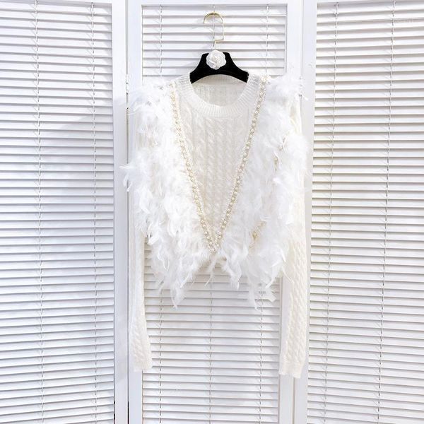 high end feather tassels patchwork white sweater women pullover knitted jumper pearls pull femme jersey mujer1, White;black
high end feather tassels patchwork white sweater women pullover knitted jumper pearls pull femme jersey mujer1, White;black