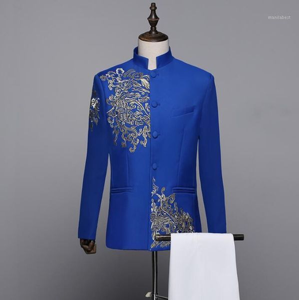 2020 new arrival embroidery slim men suit set with pants stand collar mens wedding suits formal dress men's groom suit + pant1, White;black
2020 new arrival embroidery slim men suit set with pants stand collar mens wedding suits formal dress men's groom suit + pant1, White;black