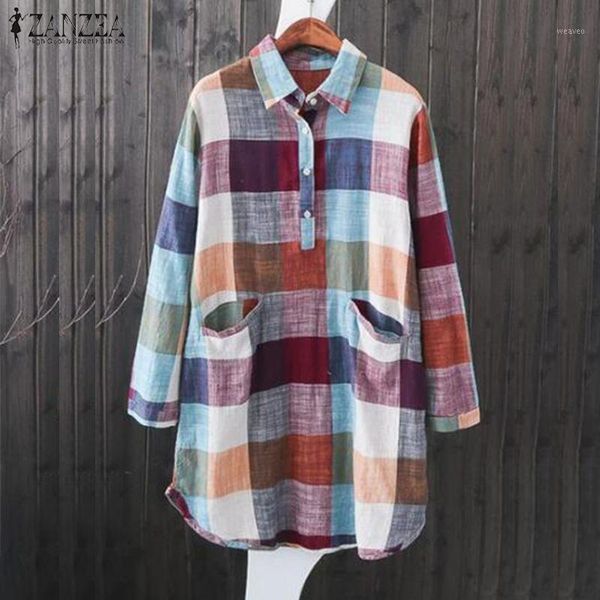 blusas 2019 zanzea vintage women long sleeve shirts spring lapel neck casual work shirt loose retro plaid checked blouse1, White
blusas 2019 zanzea vintage women long sleeve shirts spring lapel neck casual work shirt loose retro plaid checked blouse1, White