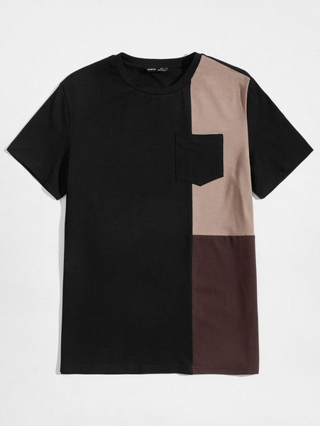 men pocket front colorblock tee s1n3#, White;black 
men pocket front colorblock tee s1n3#, White;black