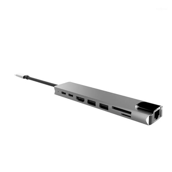 8 in 1 usb 3.0 aluminum alloy usb-c hub 4k 30hz hd usb 3.0 adapter portable lappd charging sd &tf card reader rj451
8 in 1 usb 3.0 aluminum alloy usb-c hub 4k 30hz hd usb 3.0 adapter portable lappd charging sd &tf card reader rj451