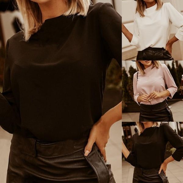 women's blouses & shirts 2021 autumn casual solid white chiffon stand-up collar women and long sleeve fashion shirt blusa
women's blouses & shirts 2021 autumn casual solid white chiffon stand-up collar women and long sleeve fashion shirt blusa