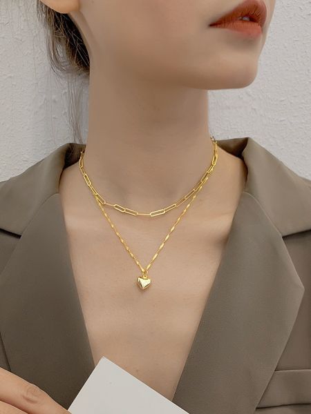 s925 silver color gold double layer love necklace cool wind temperament sweater chain tide net red clavicle
s925 silver color gold double layer love necklace cool wind temperament sweater chain tide net red clavicle