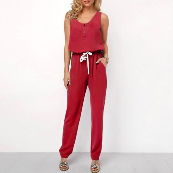 women's jumpsuits & rompers summer women jumpsuit romper sleeveless v neck casual playsuit overalls ladies long pants one-piece ws8540v, Black;white 
women's jumpsuits & rompers summer women jumpsuit romper sleeveless v neck casual playsuit overalls ladies long pants one-piece ws8540v, Black;white