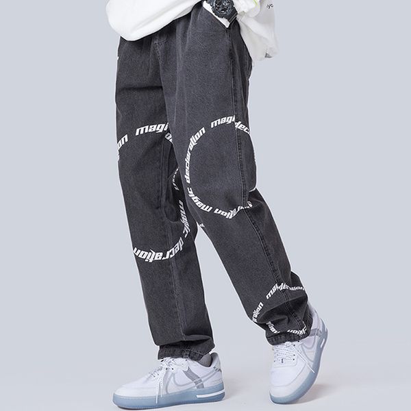 harajuku circle letter print elastic waist oversize jeans pants men and women loose straight hip hop baggy denim trousers, Blue
harajuku circle letter print elastic waist oversize jeans pants men and women loose straight hip hop baggy denim trousers, Blue