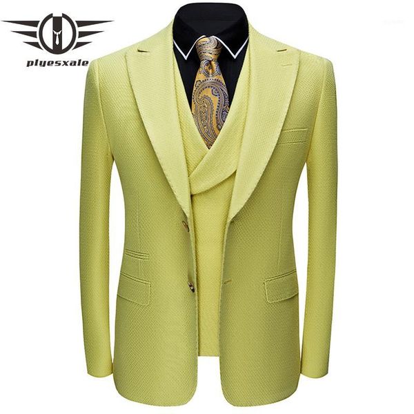 plyesxale 2020 design green white yellow groom wedding suits for men three piece prom party suit double split suits q8341, White;black
plyesxale 2020 design green white yellow groom wedding suits for men three piece prom party suit double split suits q8341, White;black