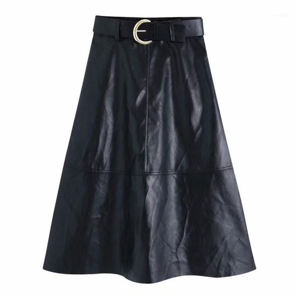 women elegant belt design pu leather black midi skirt faldas mujer lady big swing pocket vestidos casual patchwork skirts1
women elegant belt design pu leather black midi skirt faldas mujer lady big swing pocket vestidos casual patchwork skirts1