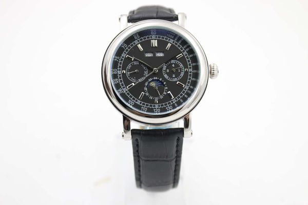 classic pp mens leisure watches 42mm black dial moon display automatic mechanical leather strap mens formal wristwatch, Slivery;brown
classic pp mens leisure watches 42mm black dial moon display automatic mechanical leather strap mens formal wristwatch, Slivery;brown