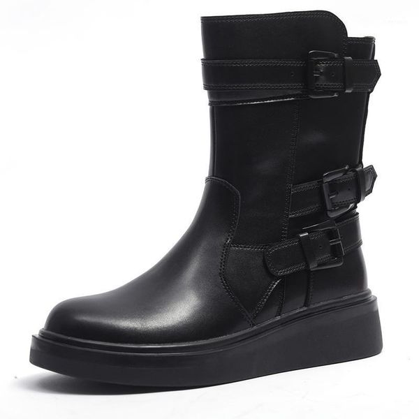 boots 2021 autumn women's flat-heeled thick-soled increased flat-bottomed british style basic shoes1, Black 
boots 2021 autumn women's flat-heeled thick-soled increased flat-bottomed british style basic shoes1, Black