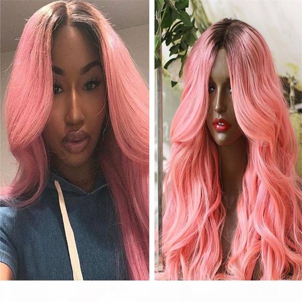 pink human hair wig ombre color loose wavy brazilian remy hair lace front wigs ing, Black;brown 
pink human hair wig ombre color loose wavy brazilian remy hair lace front wigs ing, Black;brown