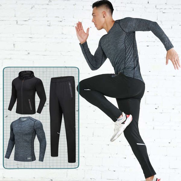 spring and autumn men's fitness clothes 2020 new quick drying tights two piece outdoor cycling sportswear set, Gray
spring and autumn men's fitness clothes 2020 new quick drying tights two piece outdoor cycling sportswear set, Gray