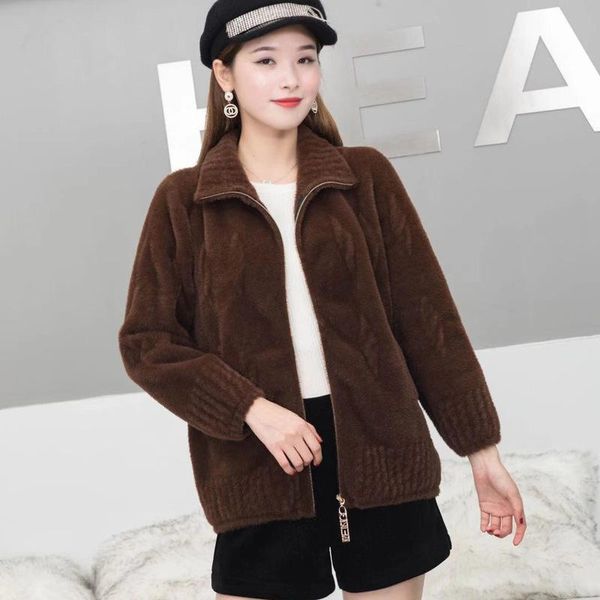 women's fur & faux bottle clothing female brief paragraph cardigan with thick winter 2021 autumn and plush knitting small coat women, Black
women's fur & faux bottle clothing female brief paragraph cardigan with thick winter 2021 autumn and plush knitting small coat women, Black