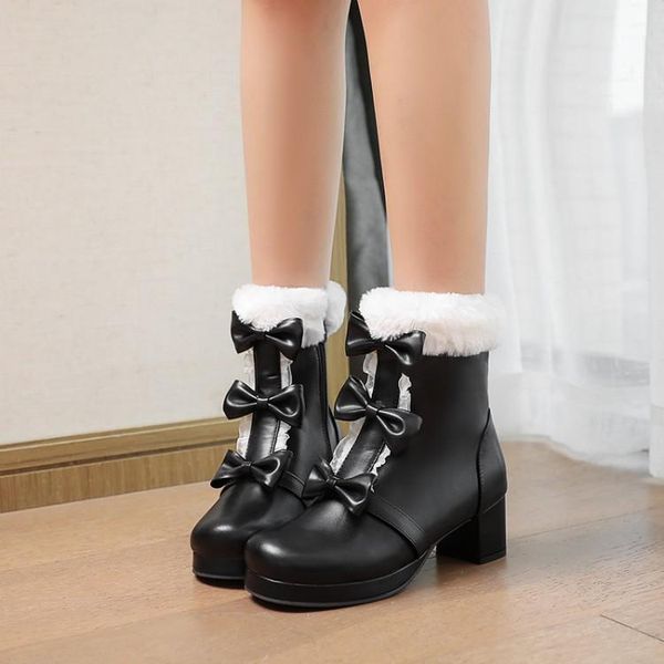 japanese winter boots girl bowknot sweet boots thick heel plush sole new foreign trade1, Black
japanese winter boots girl bowknot sweet boots thick heel plush sole new foreign trade1, Black