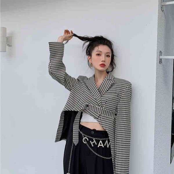 women's suits & blazers cheerart designer cropped blazer women asymmetrical houndstooth jacket ladies coat short fall womens fashion kq, White;black
women's suits & blazers cheerart designer cropped blazer women asymmetrical houndstooth jacket ladies coat short fall womens fashion kq, White;black