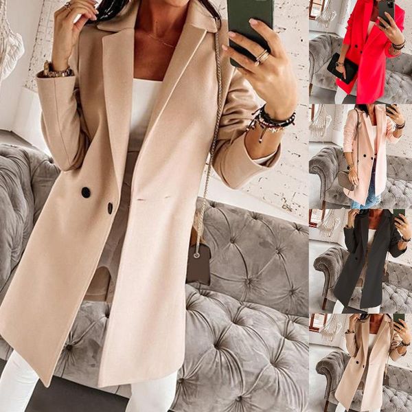 2020 women autumn winter lapel collar long coat jacket button solid color long sleeve pocket red pink female casual streetwear, Tan;black
2020 women autumn winter lapel collar long coat jacket button solid color long sleeve pocket red pink female casual streetwear, Tan;black