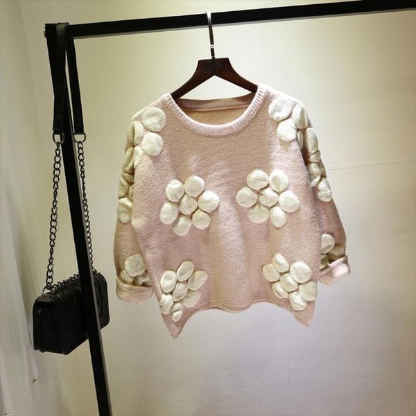 2021 autumn winter korean long sleeve shirt flowers knitted o neck lovely jumper pullover casual fashion loose sweater 61967, White;black
2021 autumn winter korean long sleeve shirt flowers knitted o neck lovely jumper pullover casual fashion loose sweater 61967, White;black