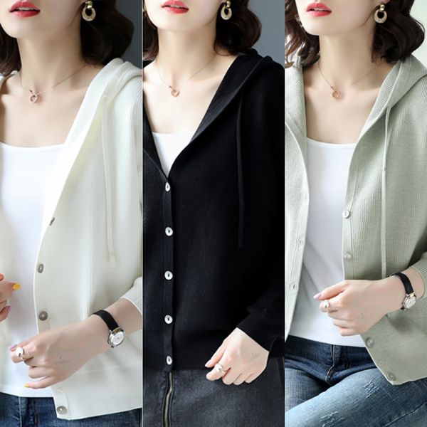 february august hooded jacket 2020 spring and autumn new loose casual knitted cardigan women sweater sweater autumn wear women sh1p2, White;black
february august hooded jacket 2020 spring and autumn new loose casual knitted cardigan women sweater sweater autumn wear women sh1p2, White;black