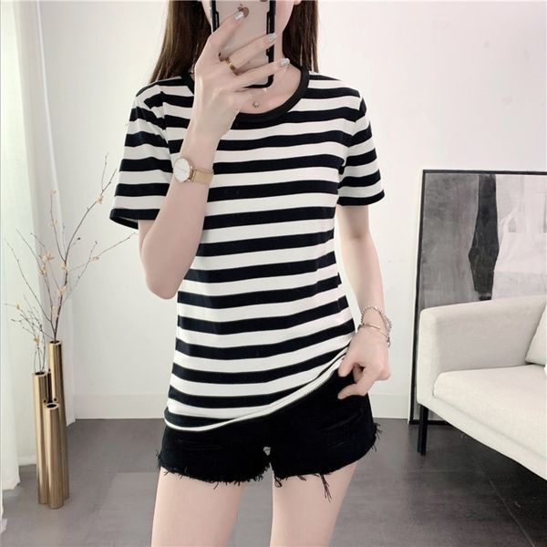8iihi summer 2020 new sleeve short fashion slim t-shirt fit t-shirt student girl striped women's ins trend s2lge, White
8iihi summer 2020 new sleeve short fashion slim t-shirt fit t-shirt student girl striped women's ins trend s2lge, White