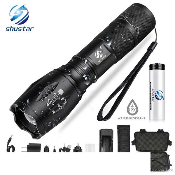 Led Flashlights Ultra Bright Torch T6 L2 V6 Camping Light 5 Switch Modes 10000 Lm Zoomable Bicycle Light Use 18650 Battery