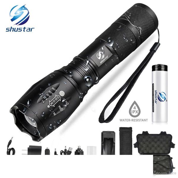 Led Flashlights Ultra Bright Torch T6 L2 V6 Camping Light 5 Switch Modes 10000 Lm Zoomable Bicycle Light Use 18650 Battery