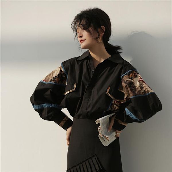 lanmrem 2021 new fashion autumn black print retro shirt females batwing long sleeve personlity blouse vestido yf70101, White
lanmrem 2021 new fashion autumn black print retro shirt females batwing long sleeve personlity blouse vestido yf70101, White