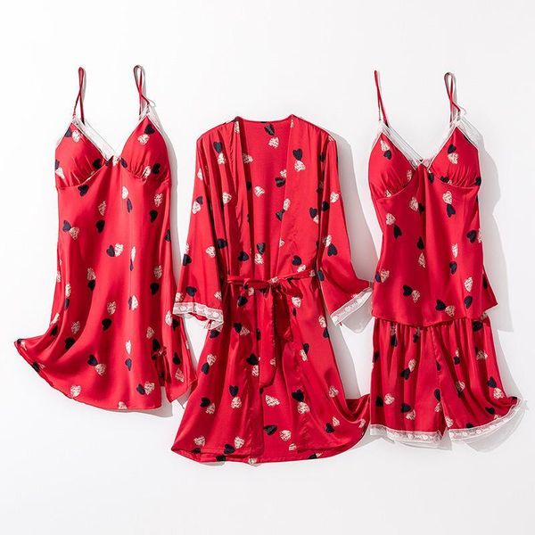 pajamas sets women satin 4pcs sleepwear print pyjamas suit silky sleep set female robe set casual kimono bath gown home wear1, Black;red
pajamas sets women satin 4pcs sleepwear print pyjamas suit silky sleep set female robe set casual kimono bath gown home wear1, Black;red