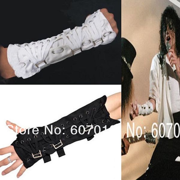 rare mj michael jackson armbrace bad jam black white cotton glove fans punk for performance party show imitation, Blue;gray