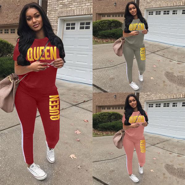 women summer designer tracksuit queen stamping gold letters printed short sleeve t shirts pants leggings two piece outfit sportswear hh2103, White
women summer designer tracksuit queen stamping gold letters printed short sleeve t shirts pants leggings two piece outfit sportswear hh2103, White