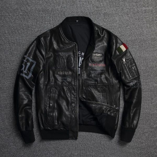 2019 men's leather jacket real sheepskin coat genuine jacket men o-neck collar bomber motorcycle jackets, Black
2019 men's leather jacket real sheepskin coat genuine jacket men o-neck collar bomber motorcycle jackets, Black