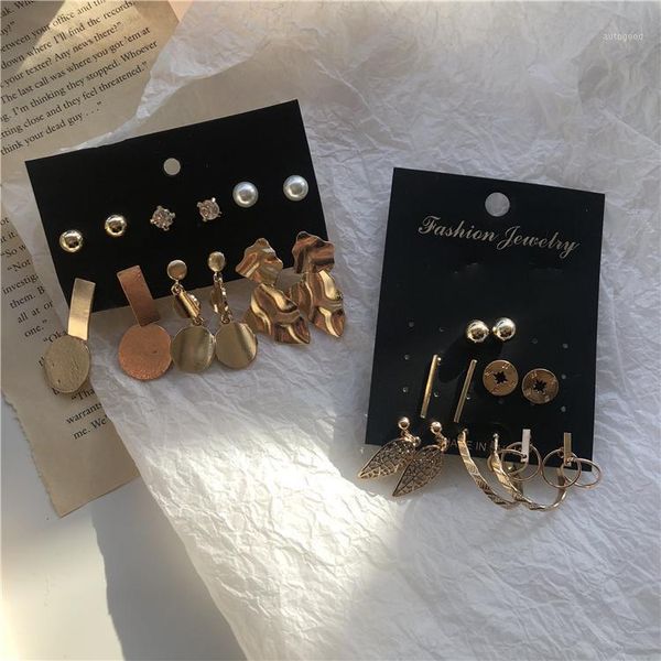 stud 6pairs/set statement earrings for women fashion geometry gold color metal earring crystal pearl bead earrings1, Golden;silver
stud 6pairs/set statement earrings for women fashion geometry gold color metal earring crystal pearl bead earrings1, Golden;silver