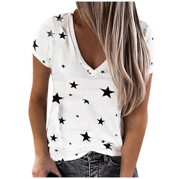 women's t shirt fashion print star t-shirts summer casual clothes short sleeve ladies tee camisetas verano mujer 2021, White
women's t shirt fashion print star t-shirts summer casual clothes short sleeve ladies tee camisetas verano mujer 2021, White