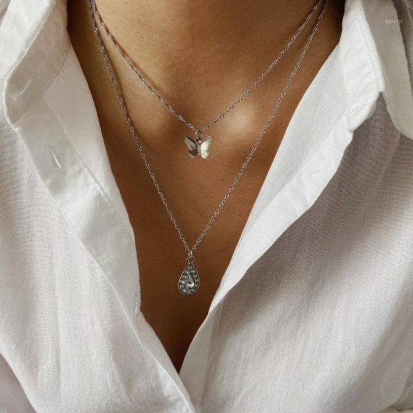 drop-shaped zircon metal butterfly pendants necklaces for women double chains 2020 fashion jewelry necklace female simple1, Silver
drop-shaped zircon metal butterfly pendants necklaces for women double chains 2020 fashion jewelry necklace female simple1, Silver