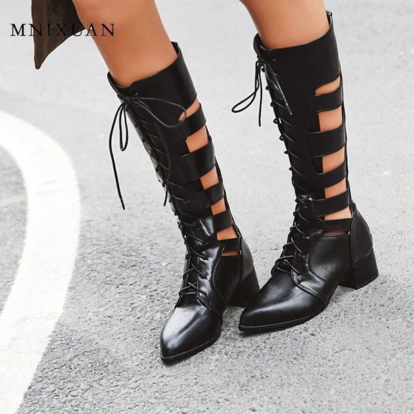 mnixuan classics summer women sandals boots shoes knee high boots 2020 new pointed toe lace up blcok heels long big size 9, Black
mnixuan classics summer women sandals boots shoes knee high boots 2020 new pointed toe lace up blcok heels long big size 9, Black