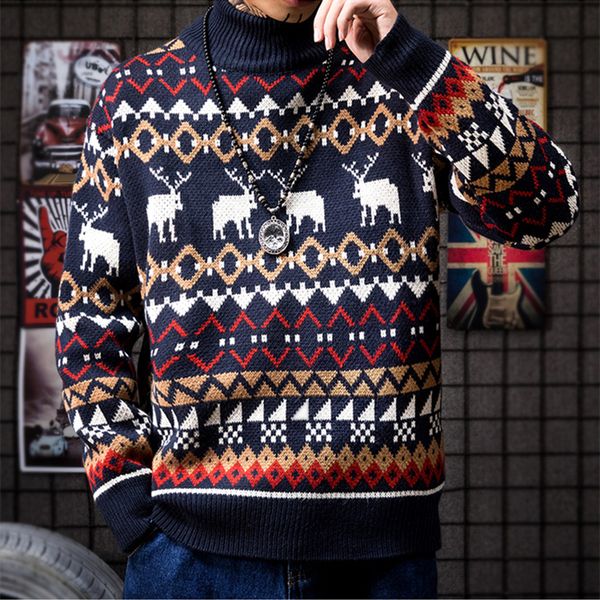 mens causal half turtleneck sweater deer printed autumn spring christmas pullover knitted jumper sweaters slim fit male clothes, White;black
mens causal half turtleneck sweater deer printed autumn spring christmas pullover knitted jumper sweaters slim fit male clothes, White;black