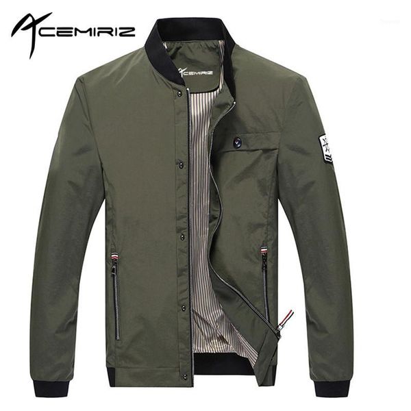 

men's jackets wholesale- 2021 men pockets jacket slim zipper solid regular casual coats mens olive green acemiriz ht-h8211, Black;brown