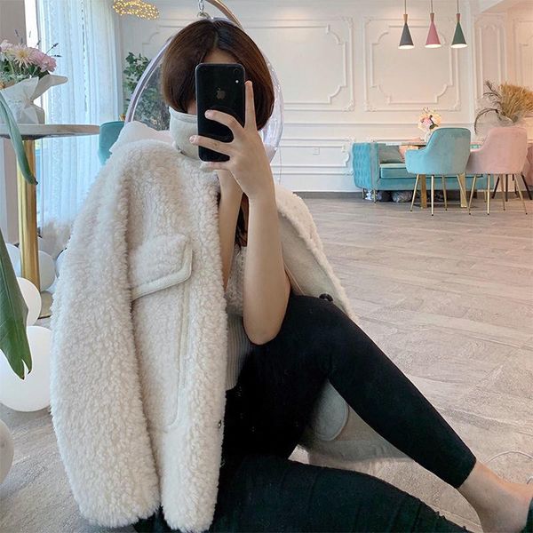 women's fur & faux women 2021 winter thick real coat ladies soft natural sheep shearing jacket female casual teddy genuine lamb outwear, Black
women's fur & faux women 2021 winter thick real coat ladies soft natural sheep shearing jacket female casual teddy genuine lamb outwear, Black