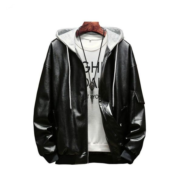 men's casual leather jacket hooded fashionable men pu jacket male warm windbreaker motorcycle kg-98, Black;brown