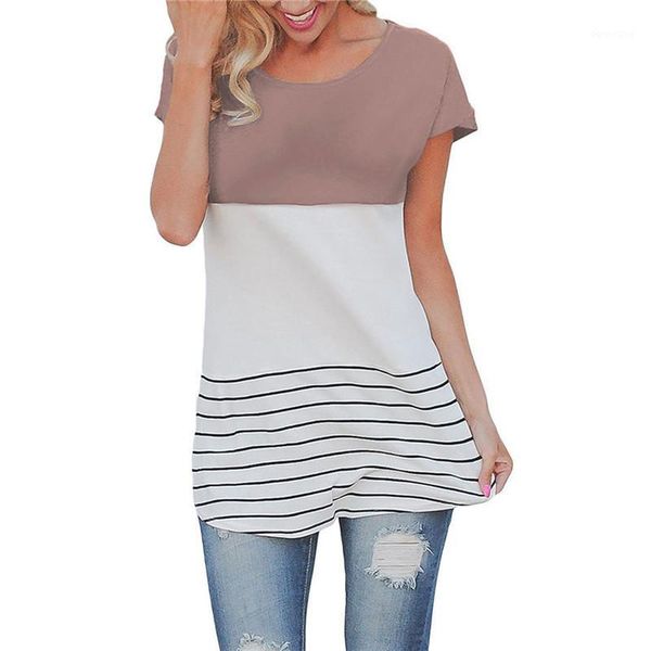 2019 women summer t-shirt short sleeve lace patchwork t shirt casual o-neck striped loose tshirt 0.51, White
2019 women summer t-shirt short sleeve lace patchwork t shirt casual o-neck striped loose tshirt 0.51, White