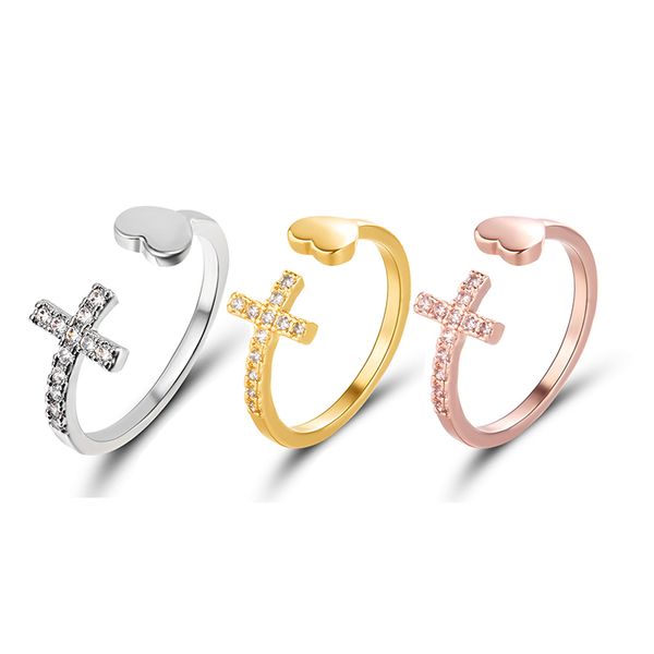 diamond cross ring adjustable heart open ring party decoration fashion jewelry accessories, Golden;silver
diamond cross ring adjustable heart open ring party decoration fashion jewelry accessories, Golden;silver