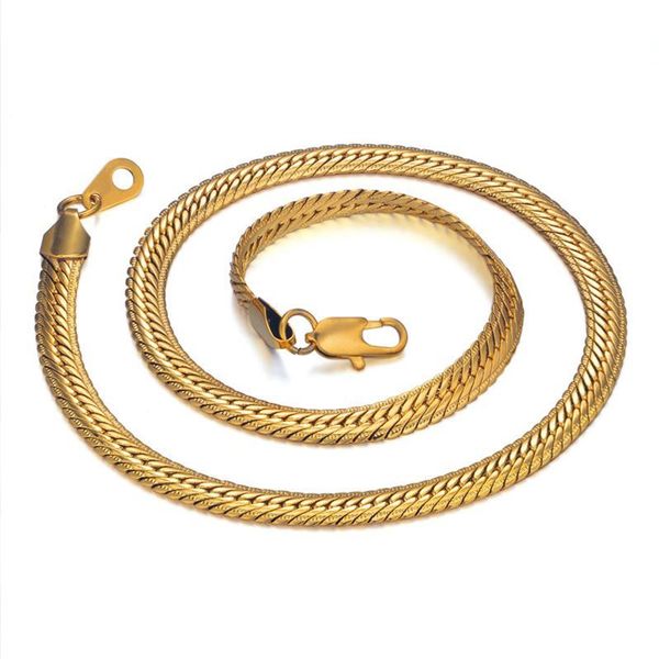 punk 5/8mm embossing flat snake chain necklace gold/silver color curb chains for men women fashion jewelry collier 20"-28"
punk 5/8mm embossing flat snake chain necklace gold/silver color curb chains for men women fashion jewelry collier 20"-28"