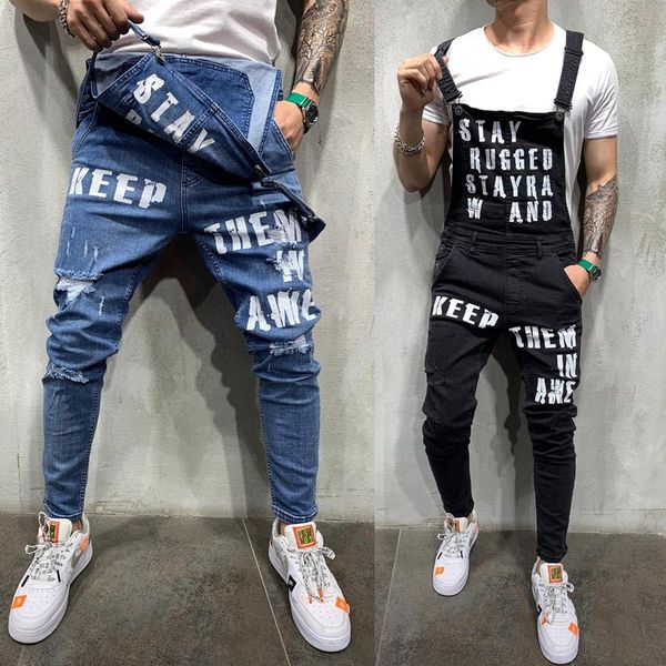 men's jeans mens suspenders bib pencil pants letter printed skinny denim overalls man's fashion hip hop streetwear jumpsuits trous, Blue
men's jeans mens suspenders bib pencil pants letter printed skinny denim overalls man's fashion hip hop streetwear jumpsuits trous, Blue