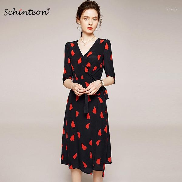 schinteon women 100% real silk heart print dress v-neck collar half sleeved elegant a-lined long black knee length dresses1, White;black
schinteon women 100% real silk heart print dress v-neck collar half sleeved elegant a-lined long black knee length dresses1, White;black