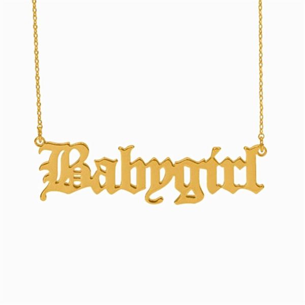 pendant necklaces fashion cute gold babygirl old english necklace stainless steel pendants lovely gift for the mom, Silver
pendant necklaces fashion cute gold babygirl old english necklace stainless steel pendants lovely gift for the mom, Silver