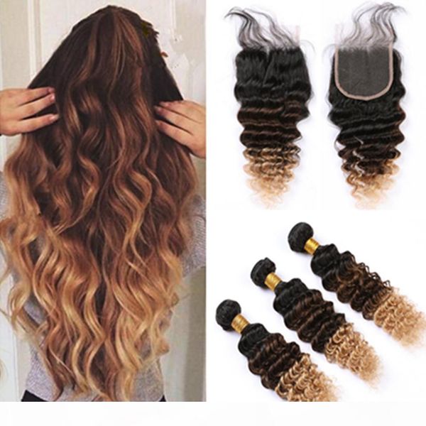 #1b 4 27 honey blonde ombre malaysian virgin hair weaves with closure deep wave three tone ombre human hair 3bundles with lace closure, Black;brown
#1b 4 27 honey blonde ombre malaysian virgin hair weaves with closure deep wave three tone ombre human hair 3bundles with lace closure, Black;brown
