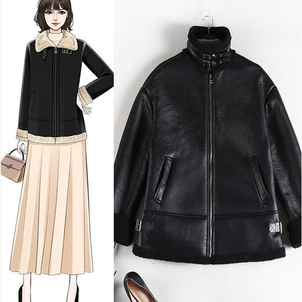 oversize 5xl warm women's winter motorcycle velvet jacket female short lapels fur thick pu leather bomber kg-903, Black
oversize 5xl warm women's winter motorcycle velvet jacket female short lapels fur thick pu leather bomber kg-903, Black