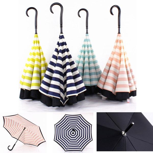 creative double layer pongee stripe reverse umbrella straight long handle umbrella c-type sun protection portable umbrellas dh0882
creative double layer pongee stripe reverse umbrella straight long handle umbrella c-type sun protection portable umbrellas dh0882