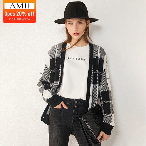 amii minimalism autumn winter cardigans for women retro style causal plaid women's jacket female cardigan 12040779 201111, White;black
amii minimalism autumn winter cardigans for women retro style causal plaid women's jacket female cardigan 12040779 201111, White;black